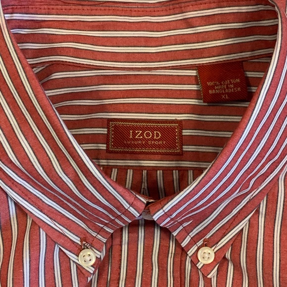 IZod Striped Oxford Red/White - Picture 4 of 7